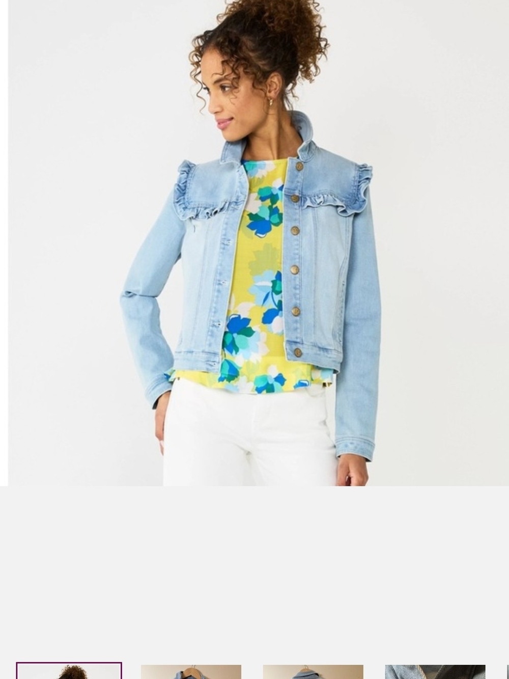 Draper James RSVP Light Blue Ruffle-Trim Denim Jacket